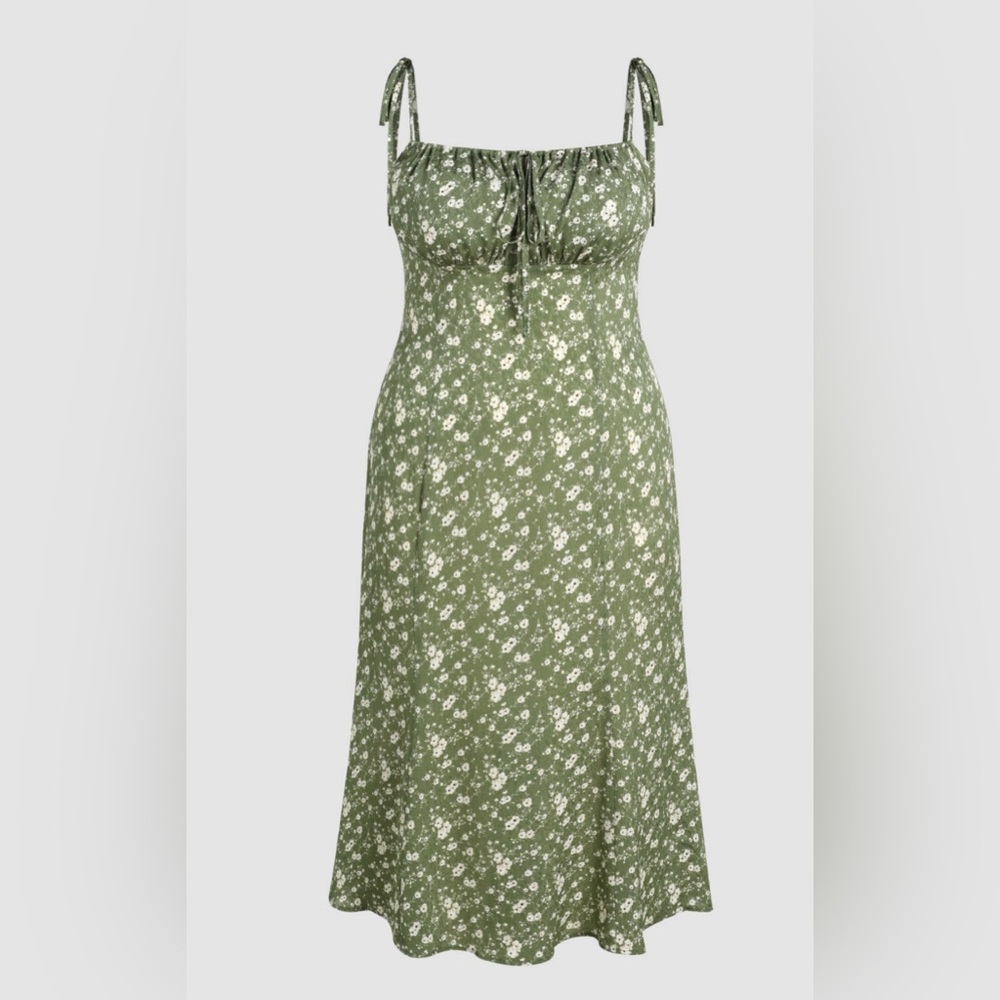 Cider Green Spaghetti Strap Sundress